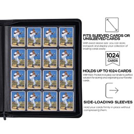 D DACCKIT Card Binder 16 Pocket - Fits 1024 Cards，4X4 Ringless Card Album with Sleeves for Trading Cards & Sports Cards（Model A，Sky Blue）