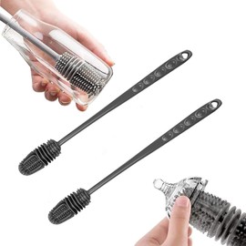 2 Stück Baby-Flaschenbürste, Langer Griff Flaschenreiniger-Bürste, Flaschenreinigung, Flaschenbürste, zum Reinigen von Flaschen, Glasbecher, Babyflaschen, Verschiedene Behälter