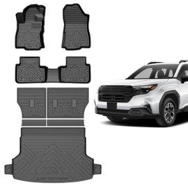 Mixsuper Floor Mats for Subaru Forester 2025, Cargo Mat Backrest Mats for Forester, All Weather 2 Row Floor Liners and Trunk Mat Accessories Set Black
