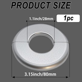 CAcoverVA 1 Piece ABS Wall Split Flange Round Self-Adhesive Escutcheon Plate Cover Plumbing Pipe Cover for Water Pipe Faucet Decoration 1.1"/28mm, Silver