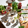 Set of 24 Glass Spice Jars with Various Labels, Bamboo