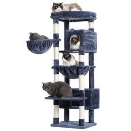 Gitelsnour Cat Tree for Indoor Cats Large Adult, Cat Tree with Large Platforms, Cat condo, Cat Tower with 8 Cat Scratching Posts, Cat Hammock, Smoky Gray GCT030-MG