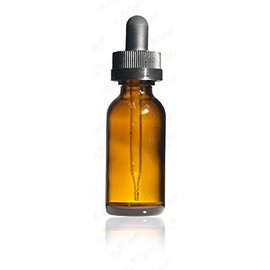 1 Oz (30 Ml) Amber Boston Round Glass Bottle w/Child Resistant Glass Dropper - Pack of 12