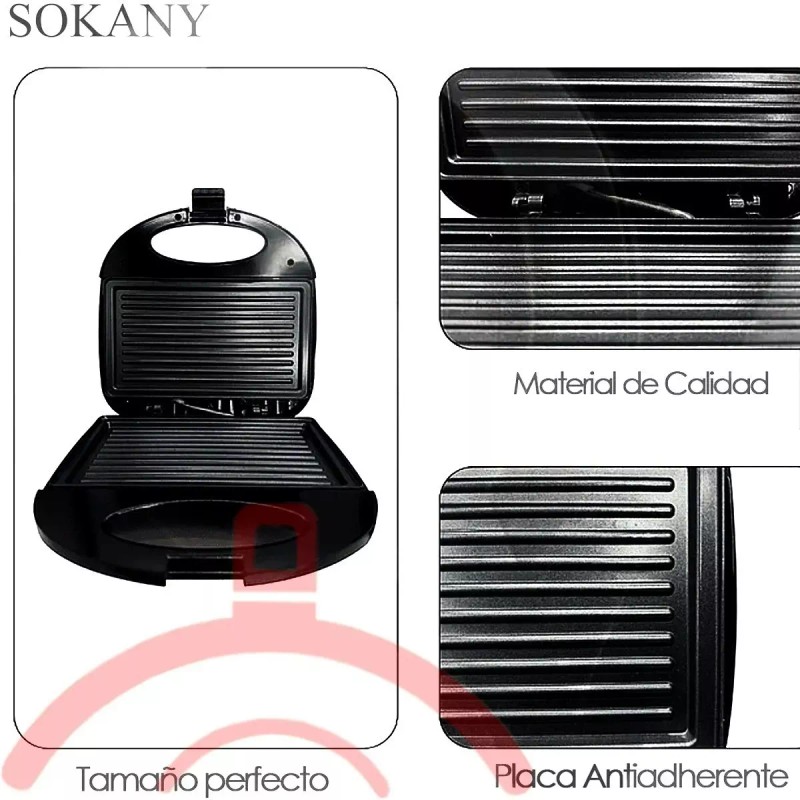 Total Supplier Sandwichera Parrilla Panini Antiadherente Tostadora 2 Placas
