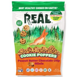 REAL Peanut Butter Chocolate Chip Mini Cookie Poppers – Bite-sized Gluten Free Semi Soft Baked Cookies – Dairy Free, Vegan, Kosher, Paleo – Delicious Mini Peanut Butter Chocolate Chip Cookies (4.5 oz)