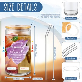 Funnymoom 10 Pcs Team Employee Christmas Gifts 17 oz Thank You Gifts Can Shaped Glass Cups with Lids Straws Drinking Cup Vet Tech Appreciation Gift for Emergency Nurses Accounting Gift