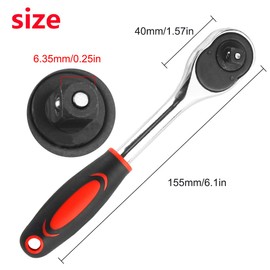 Larcele 1/4 Inch Ratchet Drive Polished Ratchet Quick Release Ratchet Wrench 24 Teeth CLBS-01 Multi-Way