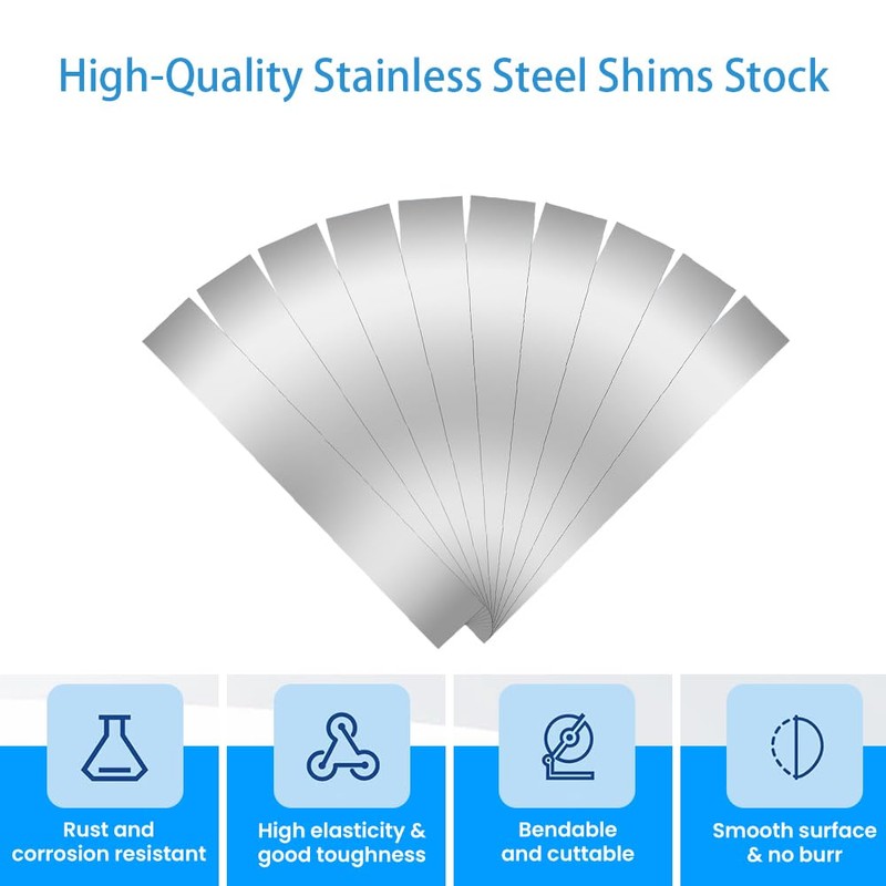 50 pcs Shim Stock Assortment 1" Width x 6" Length,304