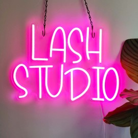 Lash Studio Neon Sign Lashes Room Decor LED Light Business Neon Signs for Lash Lounge, Beauty Salon, Office Decorations (Lash Studio)