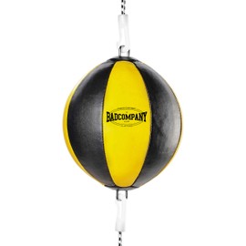 Bad Company Faux Leather Double End Ball with Elastic Tie Down Straps I 25 cm Diameter I Boxing Ball for Reflex and Boxing Training - Yellow