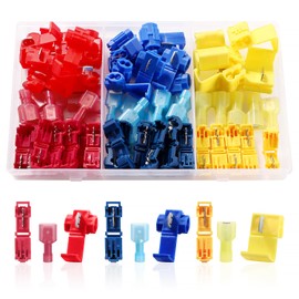 YIXISI 75 Piece Junction Connector Set, T-Tap Electrical Connectors, Power Thieves Branch Connector, Nylon Fully Insulated Flat Connector Set, Red, Blue, Yellow