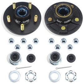 GREPSPUD 2 Sets Trailer Hub Kits 5 on 4.5'' for 3500 lbs 1-1/16'' to 1-3/8'' #84 Tapered Axle, Prelubricated L44649 L68149 Bearings 5x4.5 Trailer Replacement Idler Hub 5 Lug Bolt Trailer Wheel Hub Kit