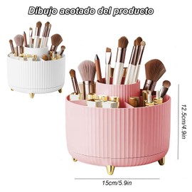 Organizadores de Maquillaje,Organizador de Escritorio Giratorio 360 Grados,organizador de lápices de 5 ranuras,Organizador Multiusos Para Dormitorio,estante de maquillaje,tocador (Rosa)