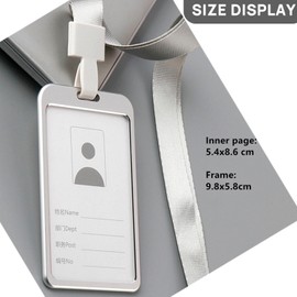 SAHENITEANA Porta Gafete Aluminio Vertical de Porta credencial con cordón para Tarjeta de Identificación para Oficina Negocios Útiles Escolares Trabajo (Plata- paquete de 6 unidades)