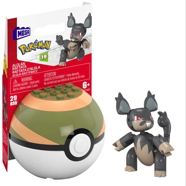MEGA Pokémon Alolan Rattata Building Toy Kit, Poseable Action Figure