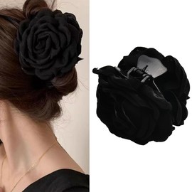 Black Rose Hair Clip Claw for Women Girls Hawaiian Flower Hair Clip Barrettes Strong Hold Floral Hair Claw Clamps Beach Holiday Hair Accessories for Women Non Slip Flowers Hairpin Hairclip