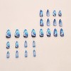 QQPPOLIU Blue Fake Nails Almond Press on Nails Medium Length