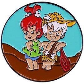 Pebbles And Bamm Bamm Cartoon Characters Metal Enamel 1 Inch Tall Pin
