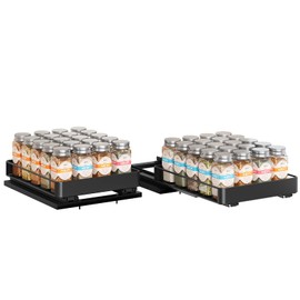 Nieifi Spice Rack Organizer for Cabinet, Vertical Spice Rack Pull Out, Easy to Install, Metal, 8.5''Wx10.35''Dx2.3''H, 2 Pack, 1 Tiers(Black)