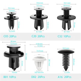 VSREI Pack of 100 Mounting Clips, Car Mounting Clips, Body Clips, 6 Types Door Trim Clips Set, Car Fasteners and Clips, Plastic Clips for Car (with Removal Tool 2)