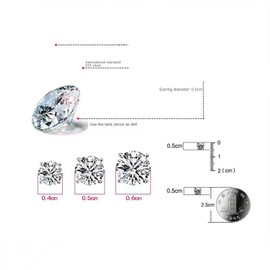 Men's Silver Diamond Earrings 925 Silver Men's Earrings Men's Brilliant Men's Earrings Silver Earrings Women's Diamond Earrings Men's Gold 6 mm, Silver, Cubic Zirconia