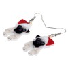 WEVENI Acrylic Christmas Hat Dog Earrings Dangle Drop Pet Jewelry