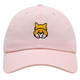 JPAK Corgi Butt Premium Dad Hat Embroidered Baseball Cap Welsh Corgi Light Pink