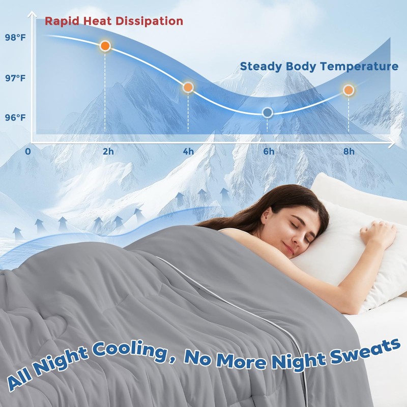 downluxe Cooling Comforter King Size, Cooling Blankets for Hot Sleepers,