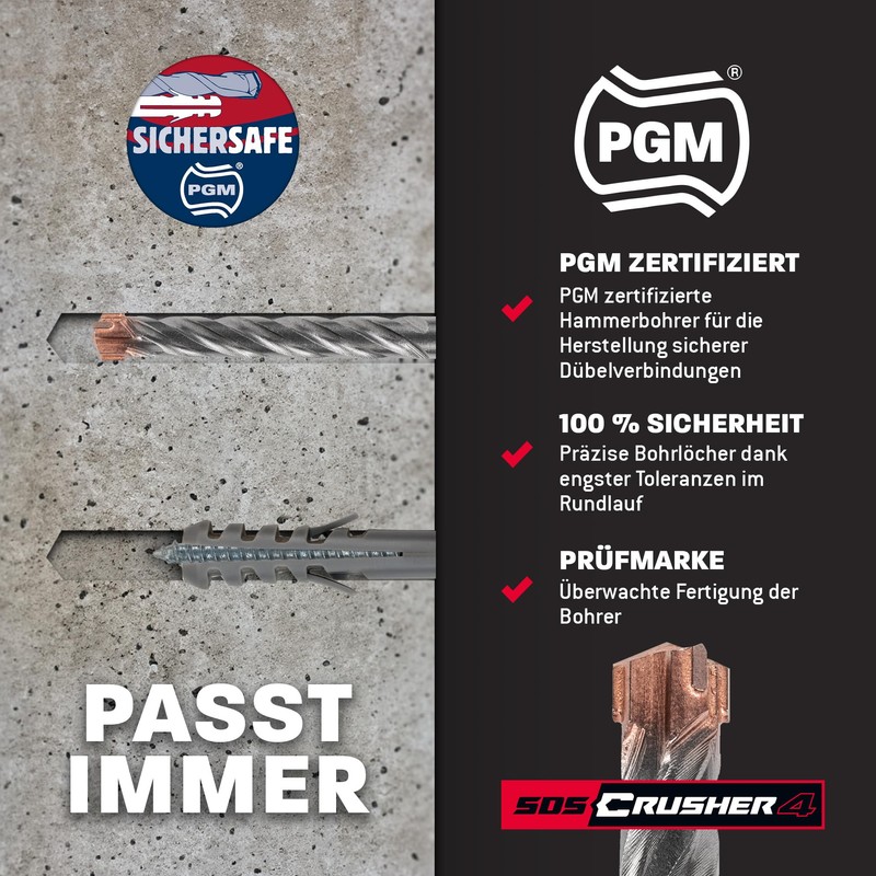 SDS Plus Hammer Drill Bit 4 x Cutting PGM Diameter
