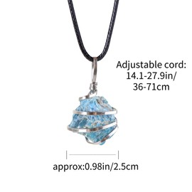 VNVETYTO Natural Gemstone Pendant Necklace For Men & Women Spiritual Jewelry Wire Wrapped Gemstone Chakra Necklaces Real Stones For Him & Her (Blue apatite)