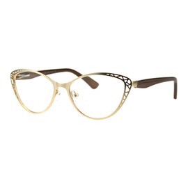 PASTL Womens Reading Glasses Magnified Readers Cateye Frame Spring Hinge Gold +2.75