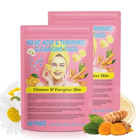 Turmeric Kojic Acid Cleansing Pads, 80 Count Kojic Acid and Turmeric Cleansing Pads, Turmeric and Kojic Acid Pads, Turmeric Cleansing Pads, Suit for All Skin Types