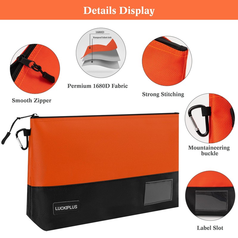 LUCKIPLUS Tool Pouch Zipper Bag with Carabiner 5 Pack, Heavy