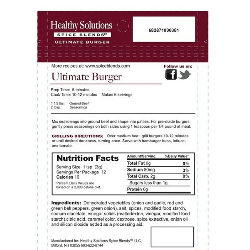 Healthy Solutions Spice Blends Ultimate Burger