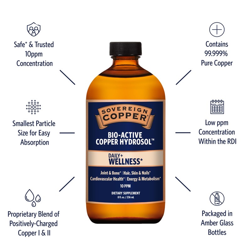 Sovereign Copper Sovereign Copper Bio-Active Copper Hydrosol, 8oz