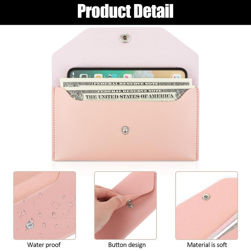 1 Pack Cash Envelope Bag, Cash Envelope PU Leather, Reusable