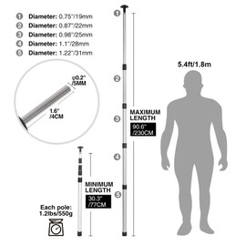 REDCAMP Aluminum Adjustable Camping Tarp Poles, 30in to 90in Telescoping Lightweight Tent Poles for Shelter, Awning, Hammock Rain Fly (Grey, Set of 2)