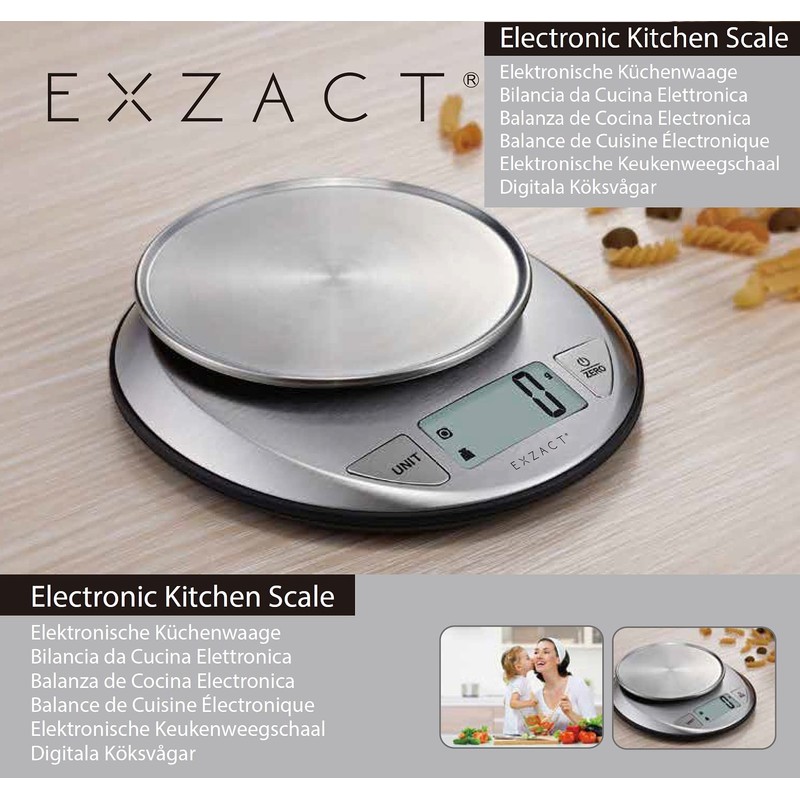 Exzact Electronic Kitchen Scale - Stainless Steel - Baking Scale