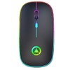 A2 Mouse Luz Led Inalambrico Recargable Color Negro 2.4G Portatil