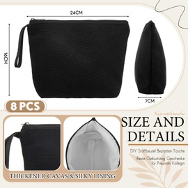 Xuniea Canvas Storage Bags Blank Cosmetic Bag Blank DIY Fabric Bag Blanks for Plotting Bag Pencil Case Painting Gift Bag for Mother's Day Valentine's Day Christmas, black