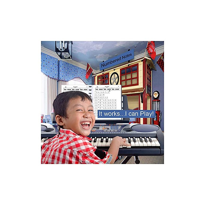 Numbered Piano Keyboard Stickers in Classic Numbers Design with 4