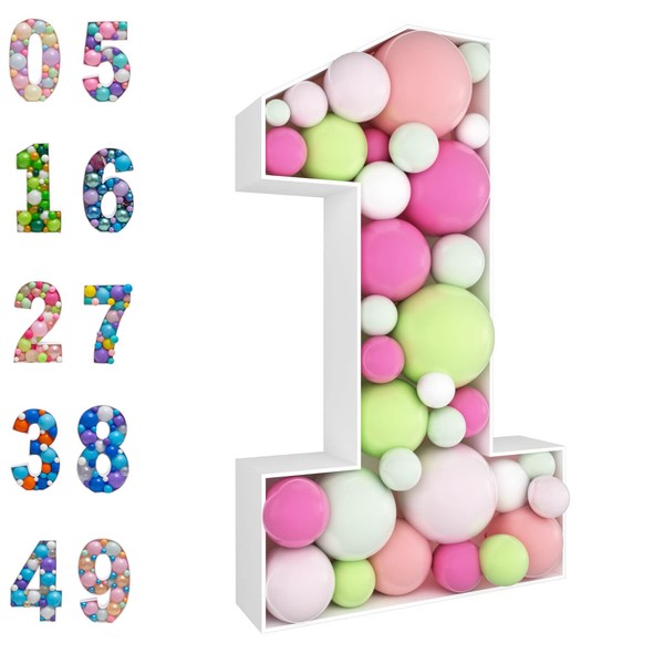 JoyBox Design 3FT Mosaic Balloon Frame Number 1 Light Up