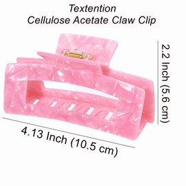 Large Cellulose Acetate Hair Clips for Women Ladies, Textention 4.1inch Rectangle Design Tortoise Shell Claw Clip Cute Banana Clamps Catch Barrettes Accessories for Thin Thick Curly Hair (2 Pack)