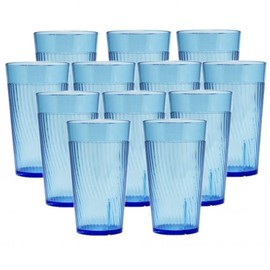 TrueCraftware-Set of 12 Belize 10 oz. Tumbler/Drinking Cups Blue Polycarbonate-Premium Iced Tea Glasses Stackable Reusable Dishwasher Safe Break-Resistant for Home and Restaurants