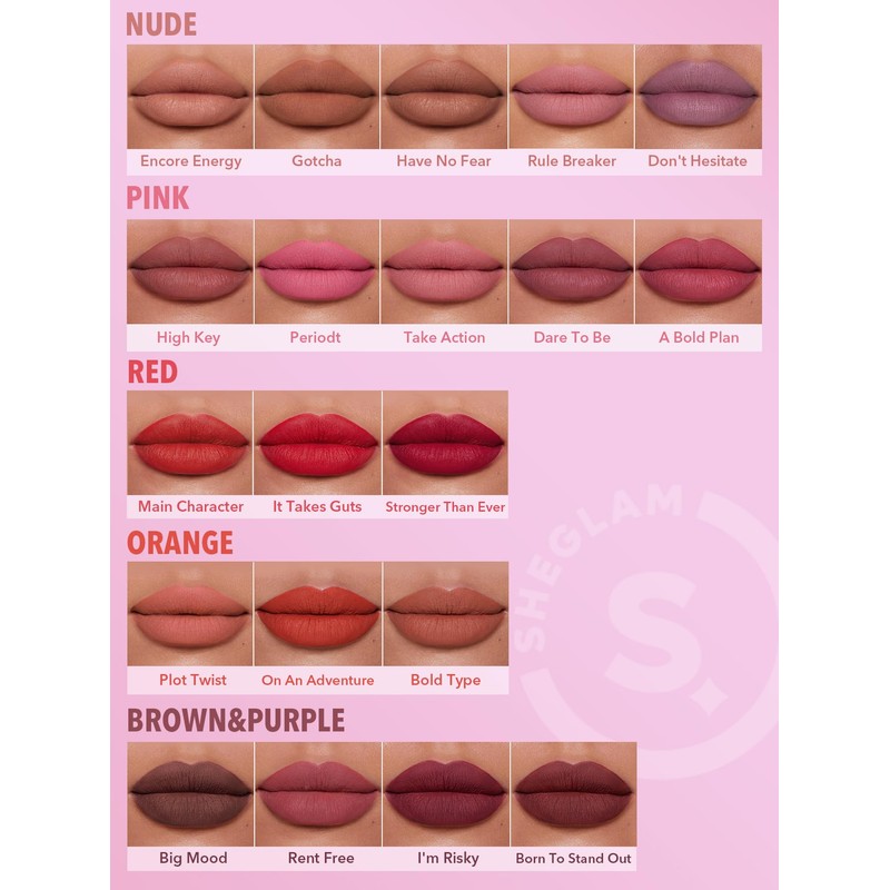 SHEGLAM Dynamatte Boom Waterproof Matte Lipstick Long Lasting Transfer Proof