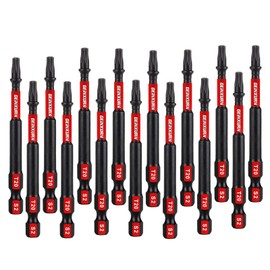 GEINXURN Pack of 15 T20 Impact Resistant Screwdriver Bit Set, 75 mm Length, Strong Magnetic #20 Torx Screwdriver Bit, 1/4 Inch Hex Shank Drive Bits, S2 Alloy Steel T20 Screwdriver Bits Set