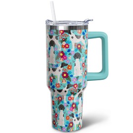 puhnhsv 40 oz German Shorthaired Pointer Tumbler with Handle, Insulated Stainless Dog Tumbler Coffee Travel Mugs Cup Water Bottle German Shorthair Pointer Lovers Gifts for Women Girls