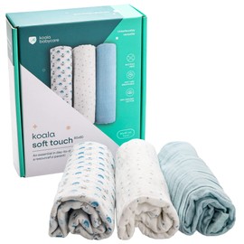 KOALA BABYCARE - Newborn Muslin 80 x 80 cm - Pack of 3 - Newborn Cotton Blanket - GOTS Certified Cotton Newborn