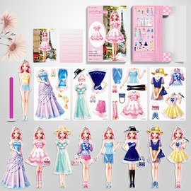 Yuzee Pretty Princess Magnetic Dress Up Paper Dolls - Imaginative Toys for Girls Ages 4-7, Perfect for Travel or Playdates - Includes Magnet Outfit and Accessory Pieces - Ideal Girls Toy (Liz)