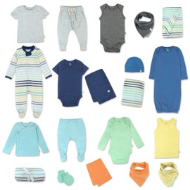 HonestBaby Multipack Gift Sets 100% Organic Cotton for Newborn Infant Baby Boys, Girls, Unisex, Rainbow Blues, 0-3 Months